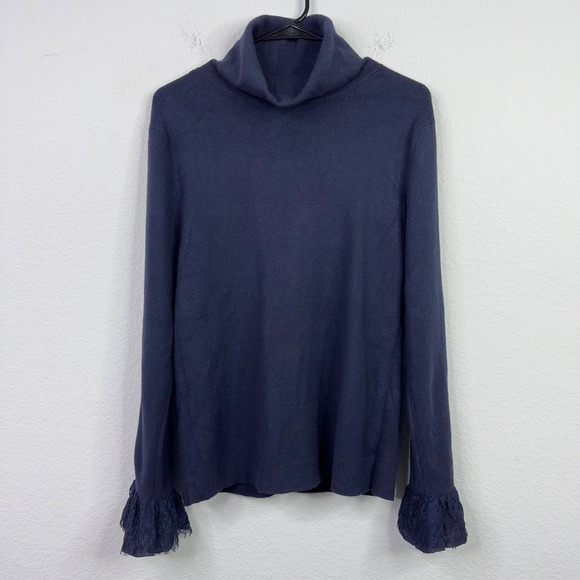 Soft Surroundings Sweater Womens XL Blue Turtleneck Romantic Minimalist Preppy - Picture 1 of 6
